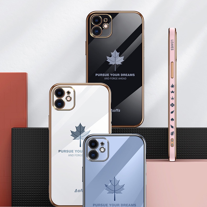 Ốp điện thoại Koosuk mạ in lá phong mặt hông thời trang cho iPhone 12 11 Pro Max