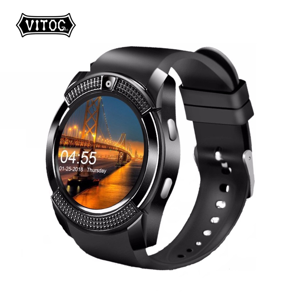 Đồng hồ thông minh Vitog V8 kết nối bluetooth tương thích thẻ SIM TF có màn hình màu chống nước