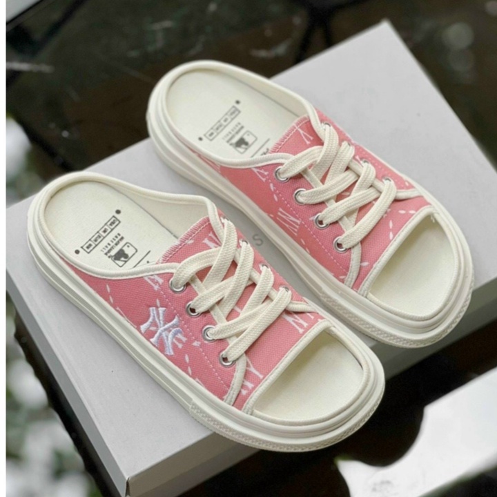 Giày sục nữ Quảng Châu JP0721 - giày đạp gót mũi thủng - Quai canvas cute - mới nhất
