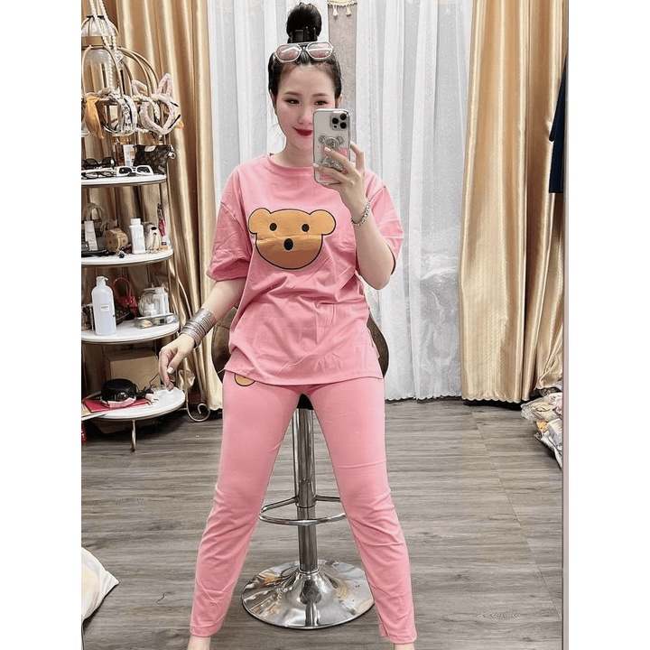 SÉT BỘ NỮ QUẦN DÀI ÁO TAY LỠ IN GẤU CỰC CUTE CHO CÁC CHỊ EM MẶC THU ĐÔNG Ở NHÀ ĐI CHƠI KẾT HỢP TT HHP