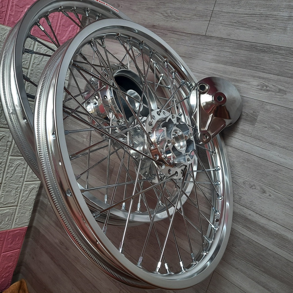 Bánh căm Crom niềng nhôn Thái dành cho Wave Blade, W Rsx, Future 125 đĩa bằng