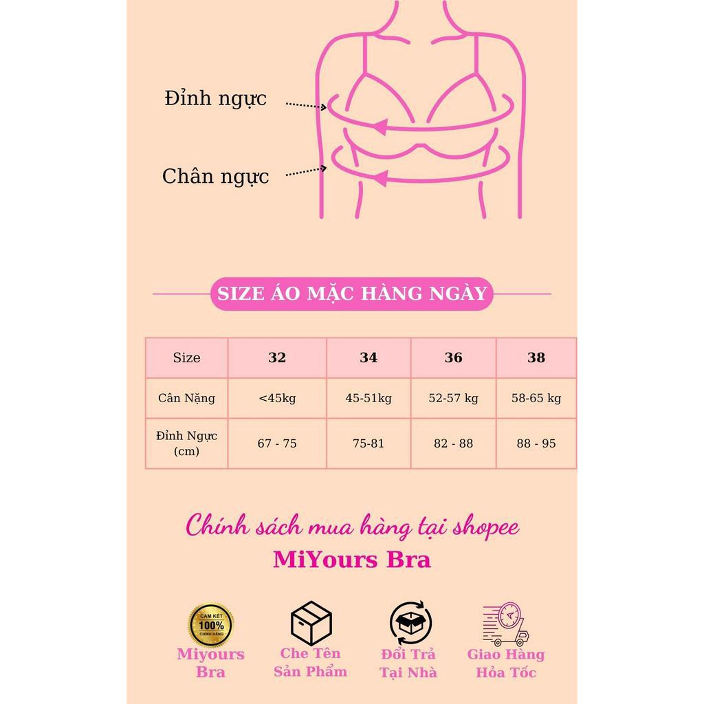 Áo lót cúp ngực nữ MiYours Fashion &amp; More AC061 su trơn cài sau có gọng không dây chống tụt đệm dày nâng ngực, hở vai