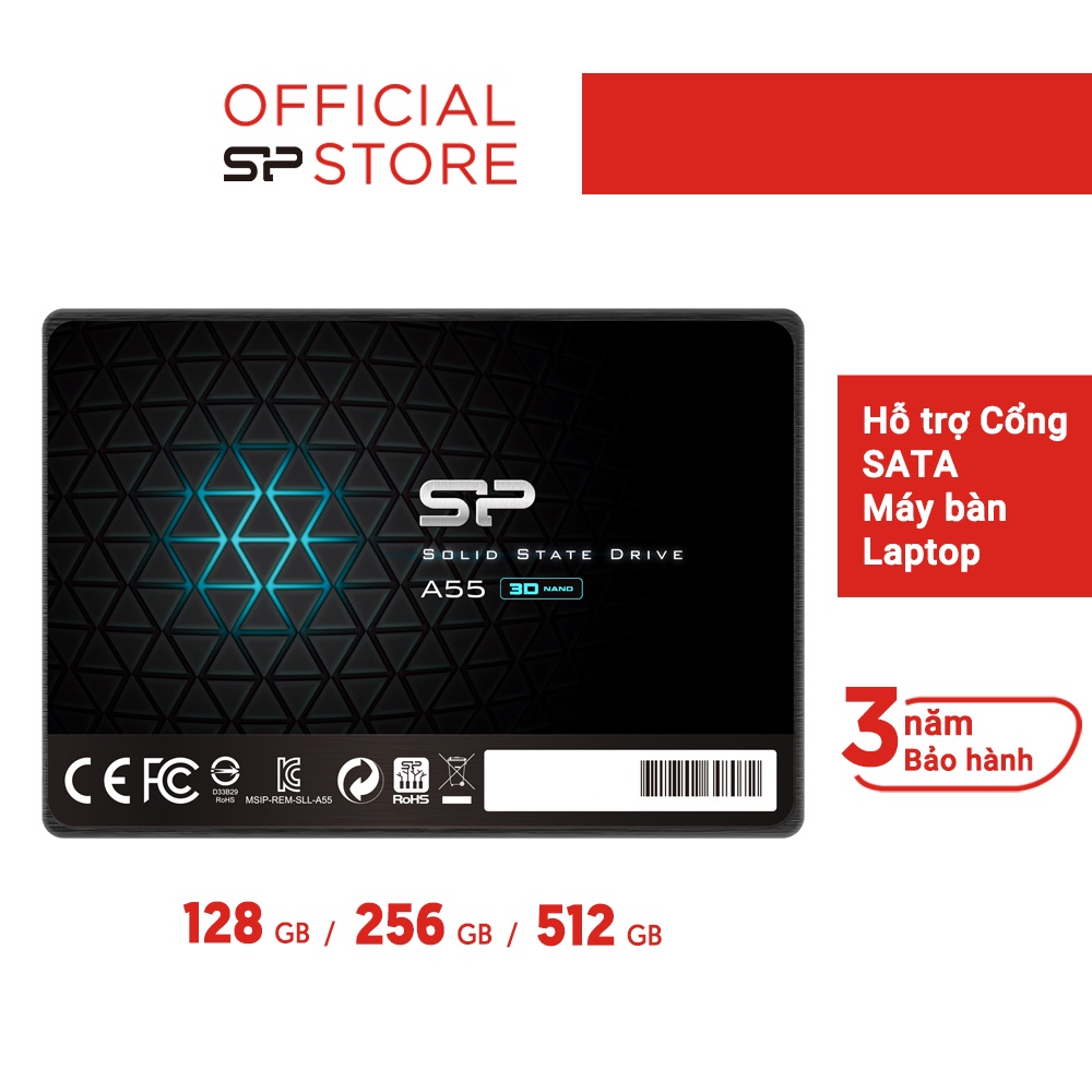 Ổ cứng SSD Silicon Power 128GB/256GB/512GB SATA 3 2.5&quot; A55 | Bảo hành 36 Tháng