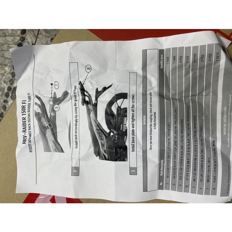 Bộ cảng sau Givi HRV gắn Satria Raider , Sonic chính hãng “ như zin “