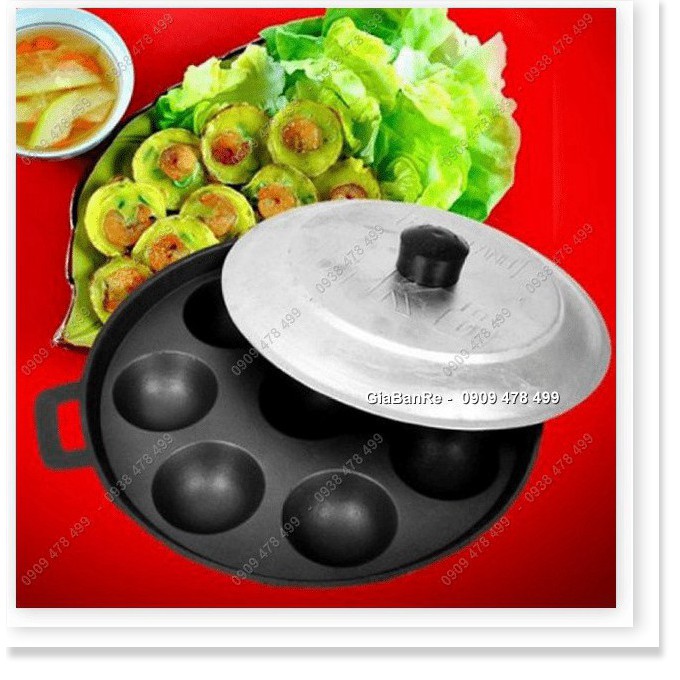 KHUÔN ĐỔ BÁNH KHỌT - BÁNH CĂN 8 LỖ HOẶC 12 LỖ TRÁNG MEN CHỐNG DÍNH -  6233