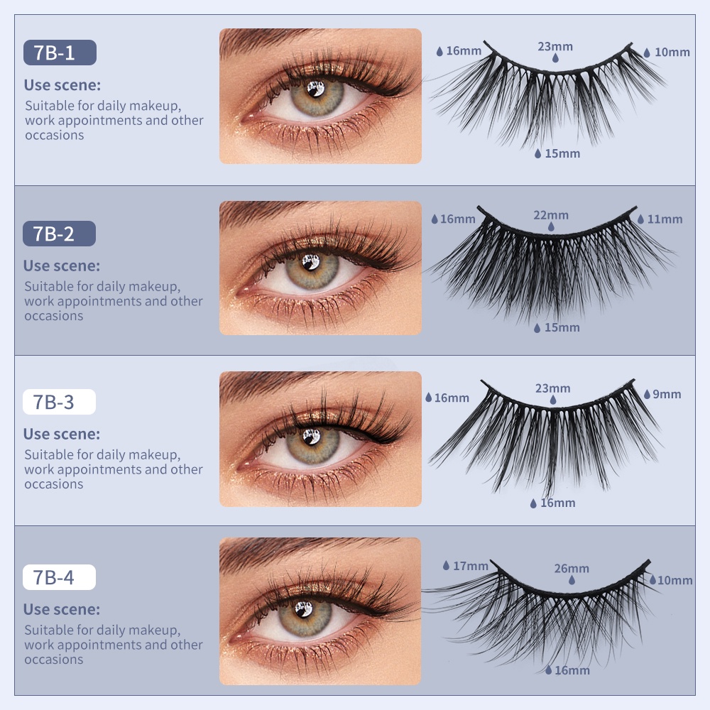 Set 7 cặp lông mi giả MAGEFY nối mi tự nhiên thoải mái