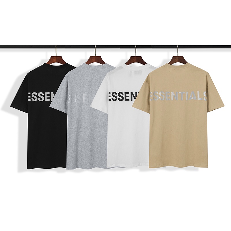 Áo Thun Cotton Ngắn Tay In LOGO Chữ Phản Quang Thiết Yếu