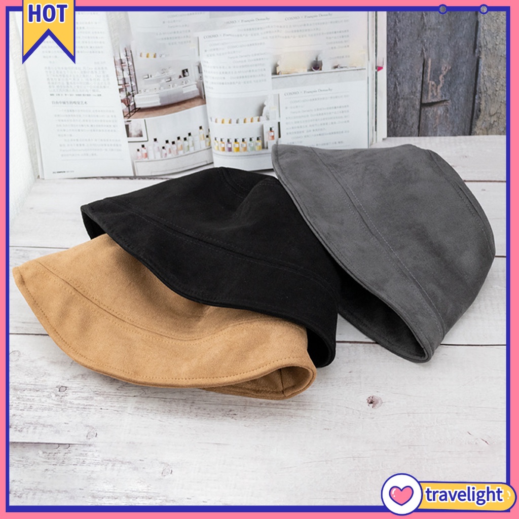 Mũ Bucket Da Lộn Bảo Vệ Tai Ấm Áp Thời Trang Thu Đông Dành Cho Nam Và Nữ