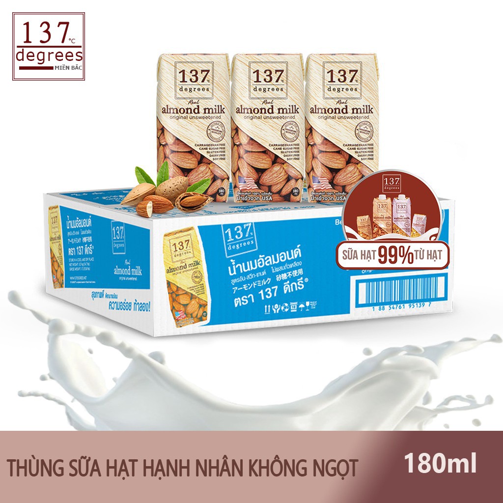 Thùng 36 hộp sữa hạt nguyên chất 137 Degress Thái Lan - Hộp 180ml