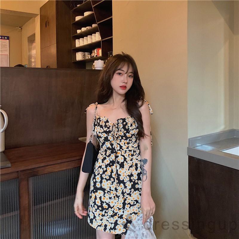 d❃♪Ladies summer fashion sexy floral lace slim dress