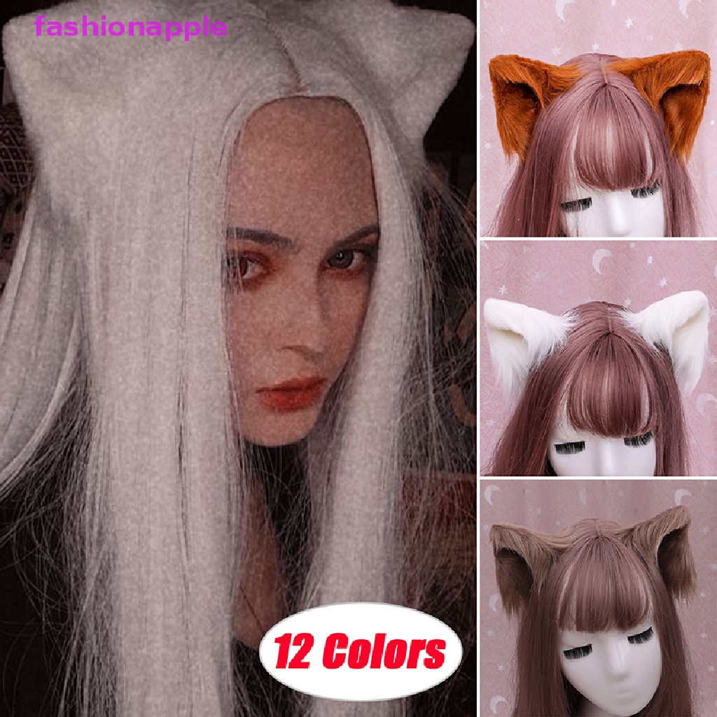 Kẹp Tóc Hình Tai Mèo Phối Lông Dễ Thương Phong Cách Lolita