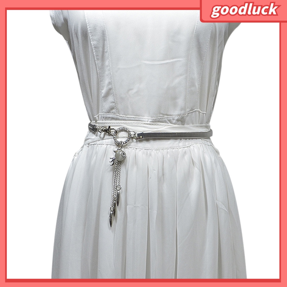 Thắt lưng nữ vàng kim giả da đính đá pha lê thời trang