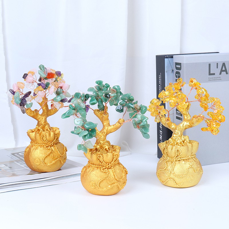 Cây tiền phong thủy đá thạch anh nhân tạo mang lại may mắn dành cho trang trí