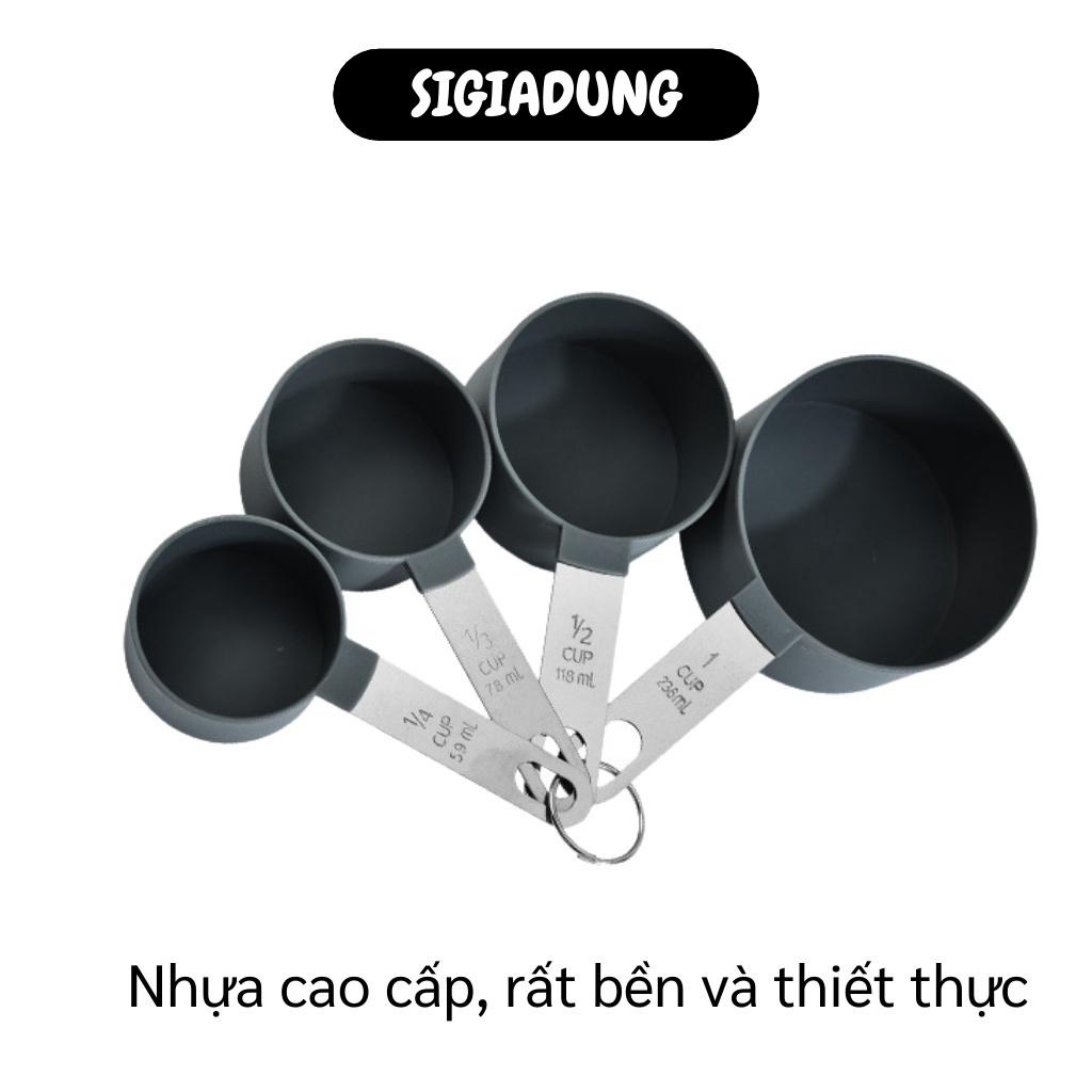 [SGD] Muỗng Đo Lường - Cốc/ Thìa Đong Định Lượng Làm Bánh Đủ 4 Kích Cỡ Có Móc Treo 9738