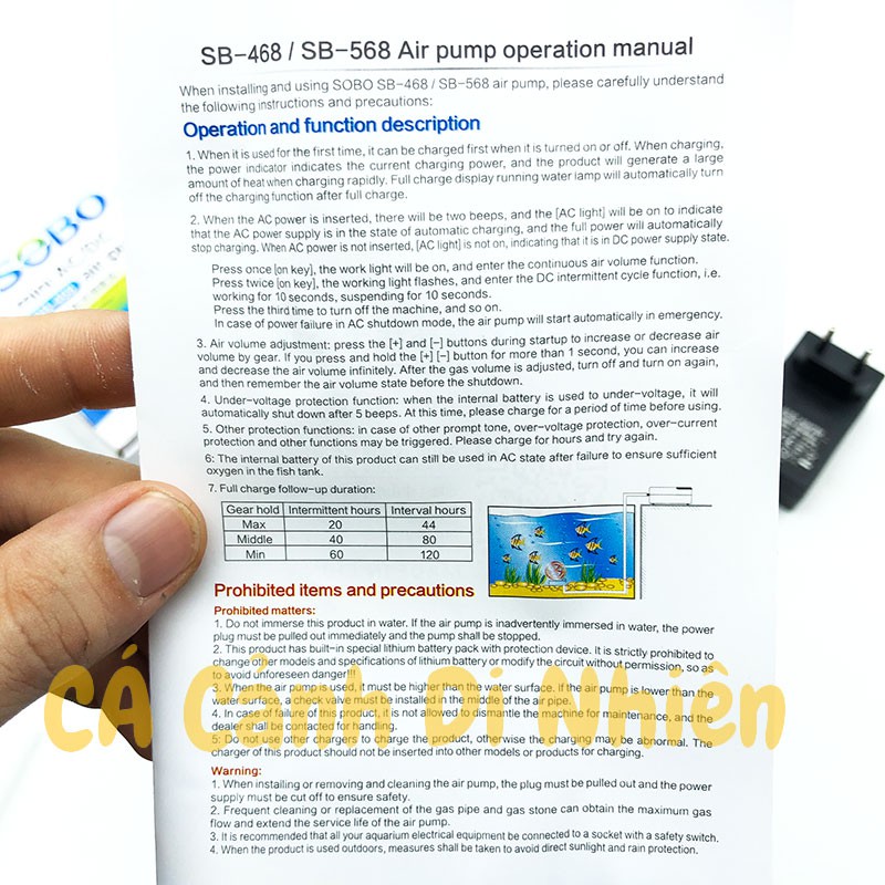 Máy sủi khí oxy Tích ĐIện 2 vòi SOBO SB-468 cho hồ cá cảnh