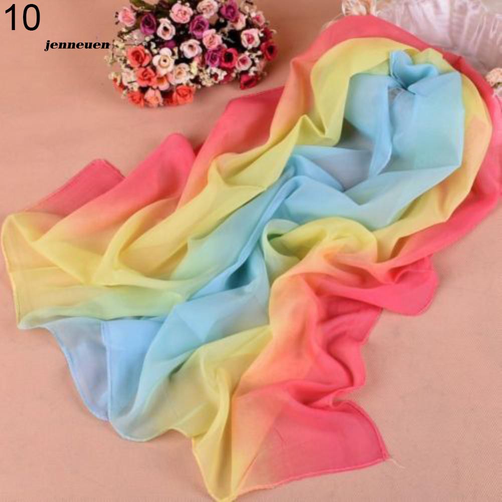 Khăn Choàng Chiffon Dài Mềm Mại Màu Sắc Gradient Thời Trang Đi Biển Mùa Hè Cho Nữ