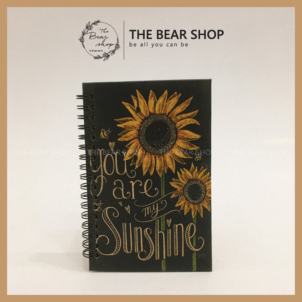 Sổ tay ghi chép handmade vintage - Khổ A5 bìa cứng giấy kraft - 130trang - The Bear Shop