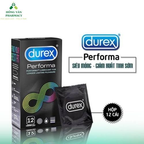 Bao sao su Durex Performa (12 Bao/hộp) - Bao Cao Su kéo dài thời gian quan hệ (Có che tên khi giao hàng)