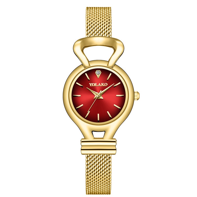 Đồng Hồ Quartz Nữ Dây Lưới Thép Không Gỉ Mạ Vàng Thời Trang