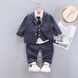 Set sơ mi vest kẻ công tử cho bé trai size 1-5 tuổi