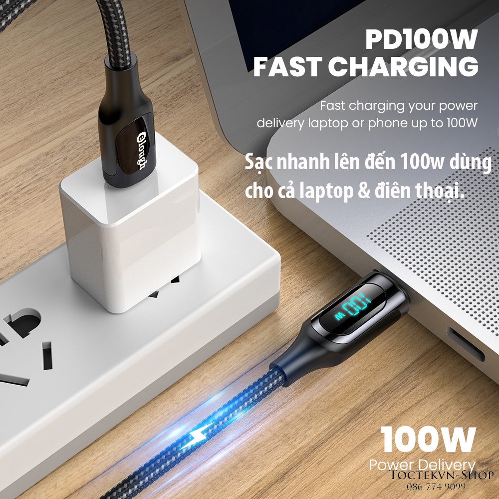 Cáp sạc nhanh C to C 100W Display Fast Charging Data Cable