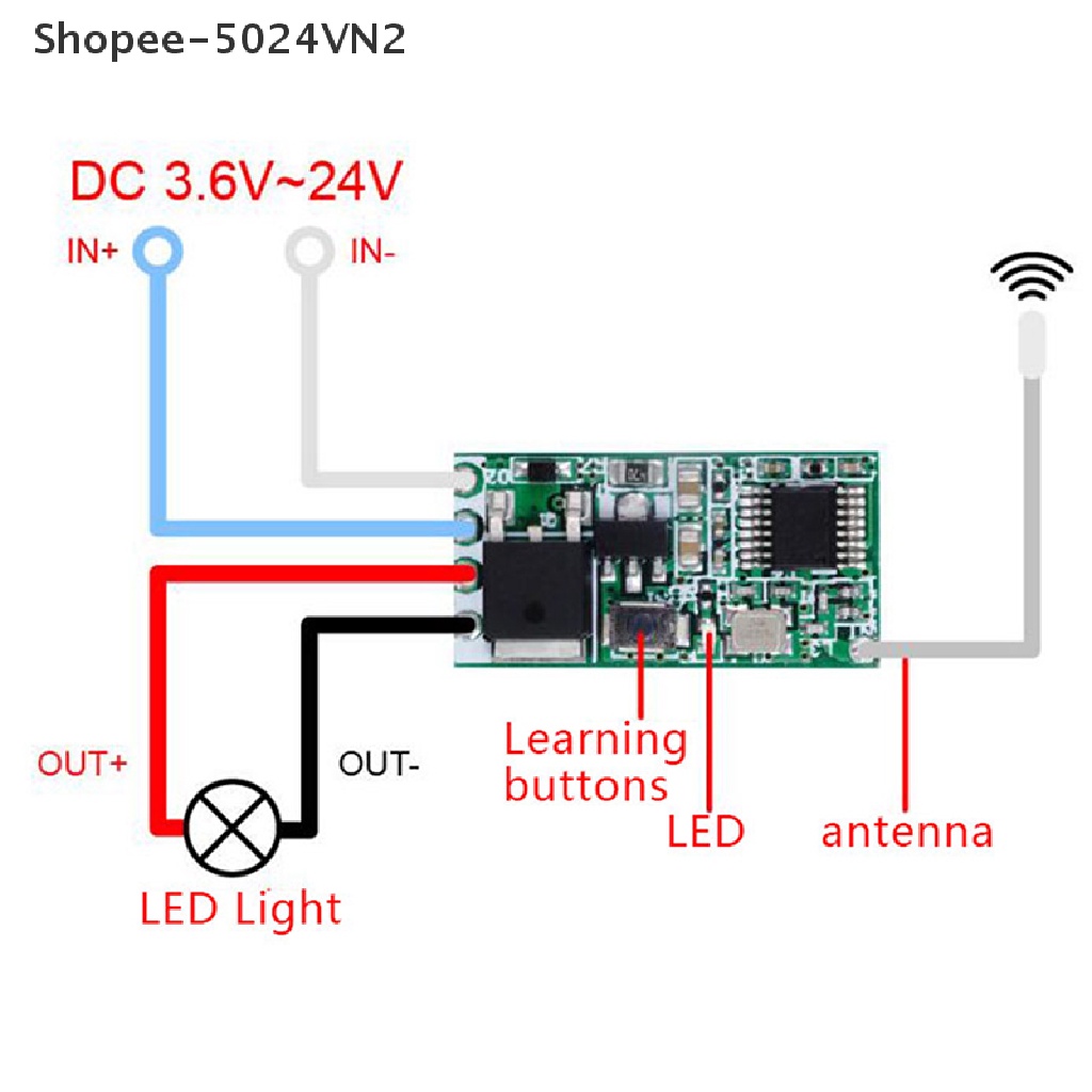 Mô đun điều khiển đèn không dây 433Mhz 1CH RF chuyên dụng
