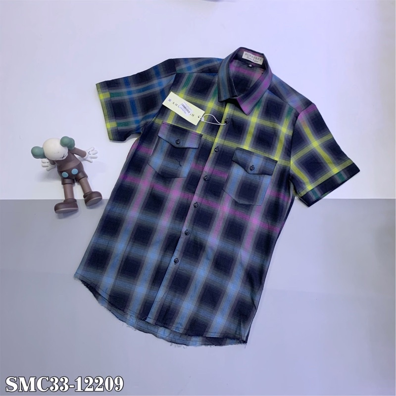 Sơ mi cộc BBR kẻ rách rưới - Sơ mi kẻ ô cực chất