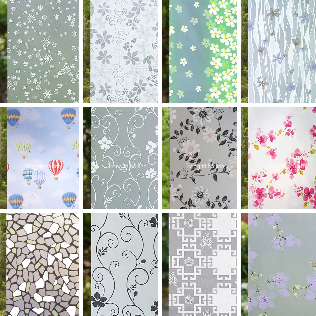 Decal dán kính mờ cửa sổ 3d , giấy dán kính dcan hoa văn trang trí phòng ngủ phòng khách nhà tắm đề can khổ 90cmx50cm
