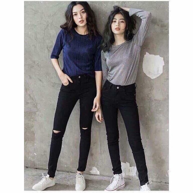 Quần skinny rách gối