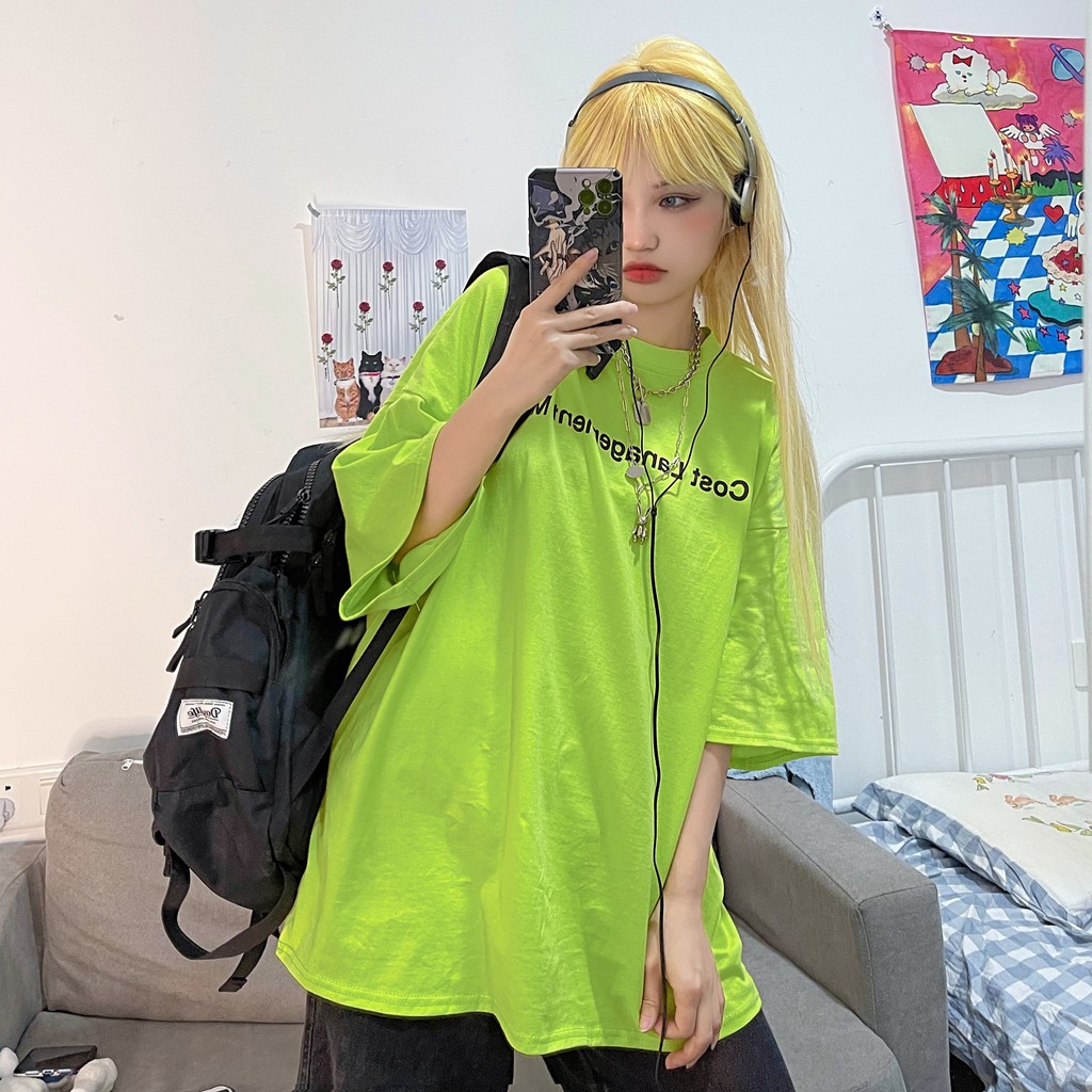 Áo thun tay lỡ xanh neon Yinxx, áo phông unisex form rộng ATL939