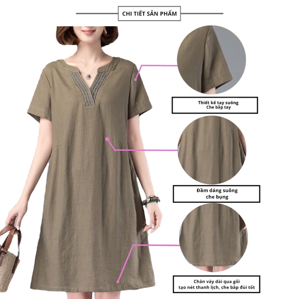 Đầm trung niên sang trong phong cách Hàn Châu bigsize cao cấp cho mẹ dự tiệc dáng suông đẹp D182 - WB WOMAN &amp; BEAUTY
