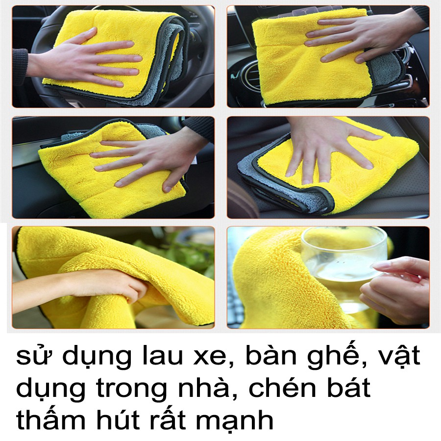 Khăn lau siêu hút loại lớn 60cm x 30cm,sợi lông microfiber 2 mặt,không xù lông