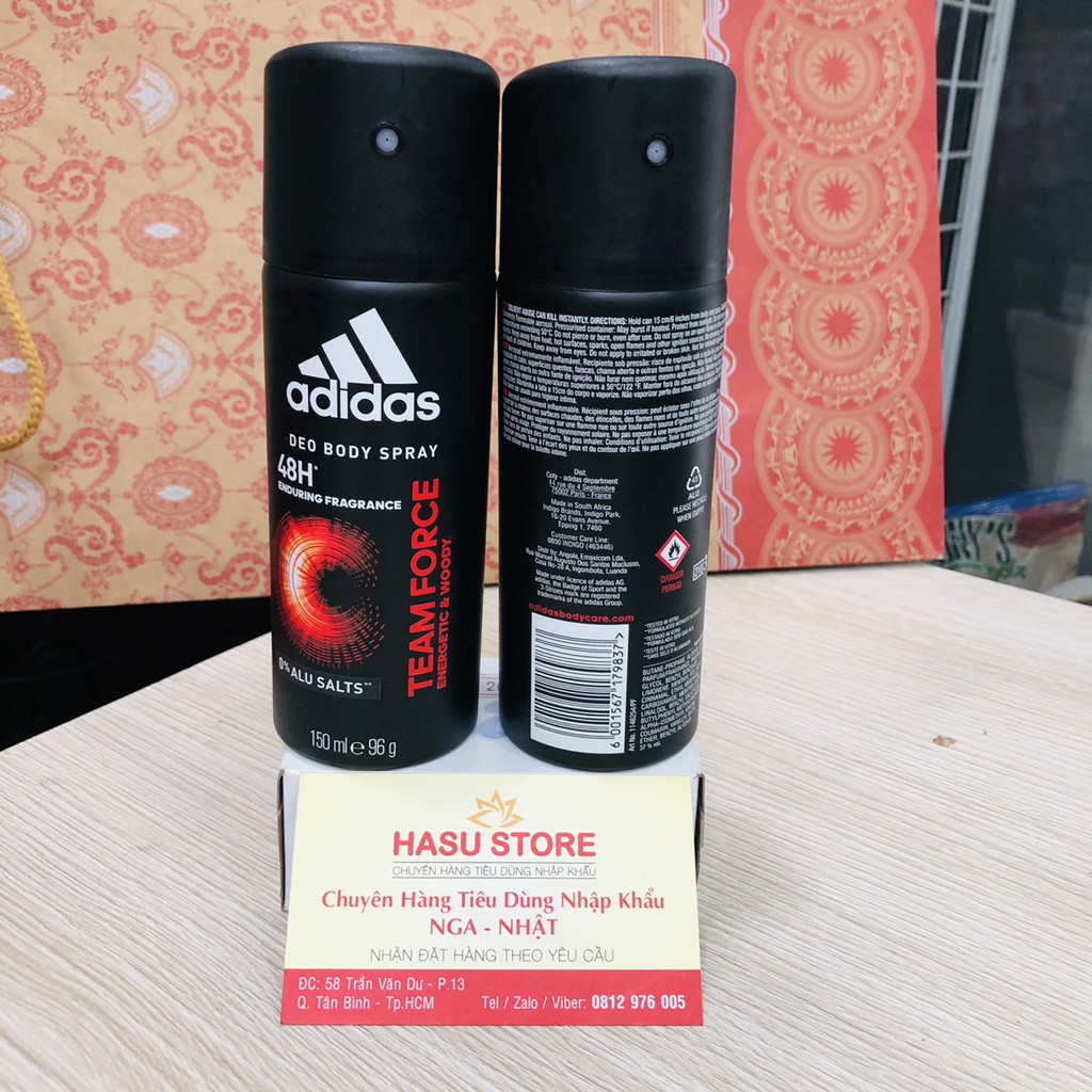 Chai xịt toàn thân nam Adidas Deo Body Spray 150ml của Châu Âu