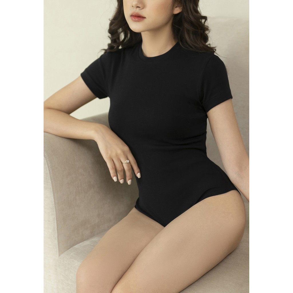 Áo bodysuit Rosie cộc tay cổ tròn CECCI nhẹ mát tôn dáng