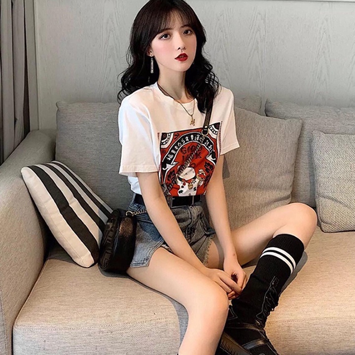 Áo Thun Nữ Màu Trắng In Hình Mèo Thân Tài GOOD LUCK Local Brand DLX Áo Phông Nữ Đẹp
