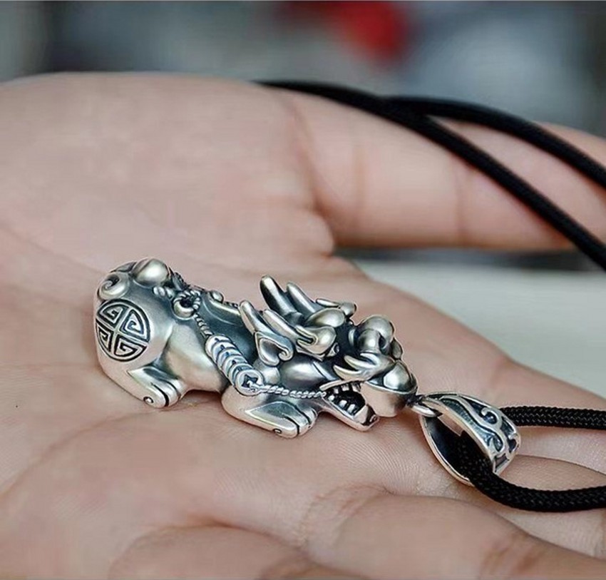 Vòng cổ phối mặt hợp kim bạc hình tỳ hưu may mắn sang trọng thời trang