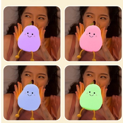 Đèn Ngủ LED Silicon Hình Quả Lê Dễ Thương Bảo Vệ Mắt Sử Dụng Trong Phòng Ngủ, Decor Trang Trí Nhà Hoặc Bàn Tiệc