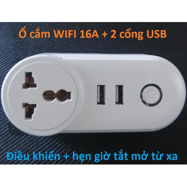 Ổ cắm WIFI 2 cổng USB công suất lớn 16A