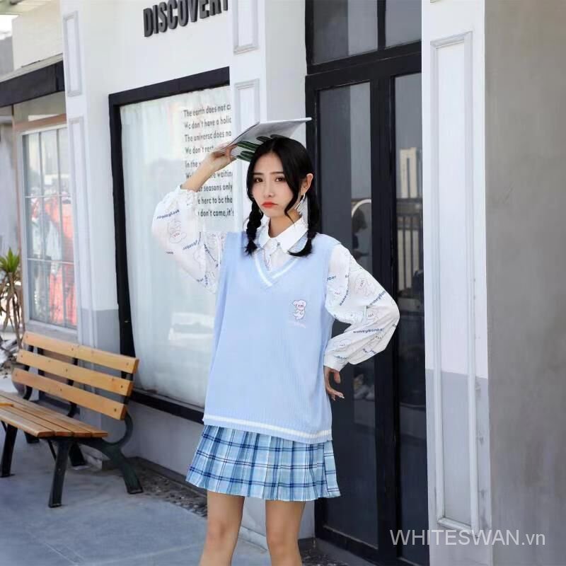 Set Áo Sơ Mi Dài Tay Và Áo Khoác Len Không Tay Thời Trang Dành Cho Nữ | BigBuy360 - bigbuy360.vn