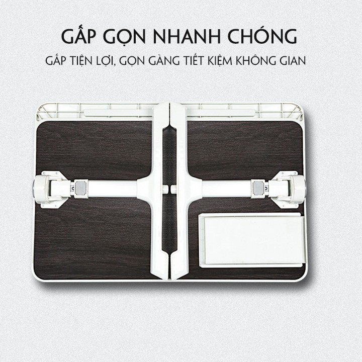Bàn Học, Bàn Laptop Gấp Gọn Có Ngăn Chứa Đồ, Nâng Hạ Chiều Cao, Mặt Bàn Nghiêng, 4 Cổng USB Kèm Quạt Mini Và Đèn Led