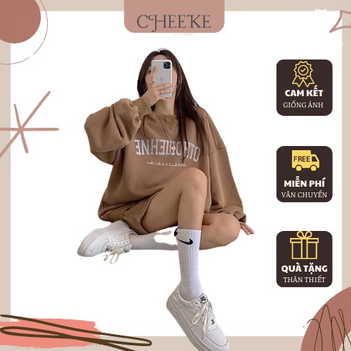 [ Có Video + Ảnh Thật] Bộ Đùi Nỉ Áo Dài Tay In Tho Cheeke Mã 605