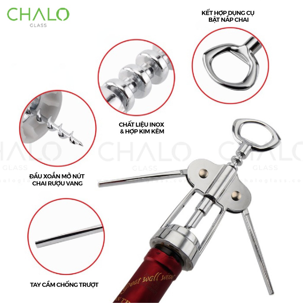 Dụng cụ mở nắp chai rượu vang inox đa năng [Hàng loại #1]