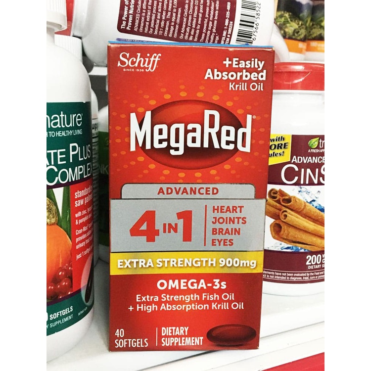 Dầu tôm hỗ trợ sức khỏe toàn diện Schiff MegaRed Advanced Extra Strength 900mg 40 Softgels