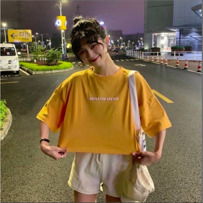 Áo Croptop nữ form rộng Unisex YOU ARE NOT 1  Freesize 45-70kg, áo thun nam form rộng tay lỡ