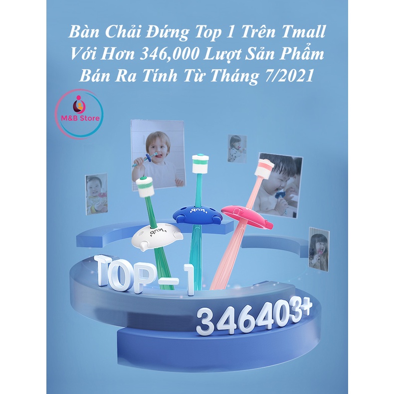 Bàn Chải Đánh Răng Trẻ Em Nano Kháng Khuẩn, Siêu Mềm, Xoay 360° - KUB