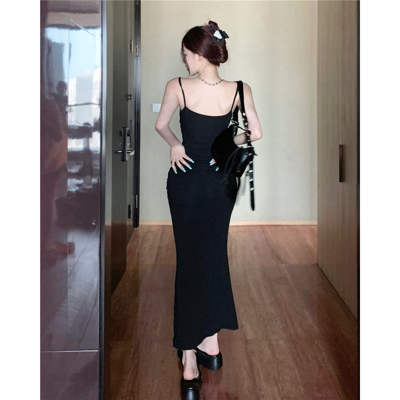 Đầm 2 Dây Body Sexy Dáng Dài Đuôi Cá Màu Kaki Phong Cách Âu Mỹ Đầm Nữ