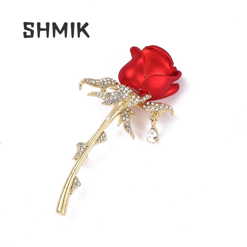 Ghim Cài Áo Hình Hoa Hồng Đính Đá Sang Trọng Cho Nữ