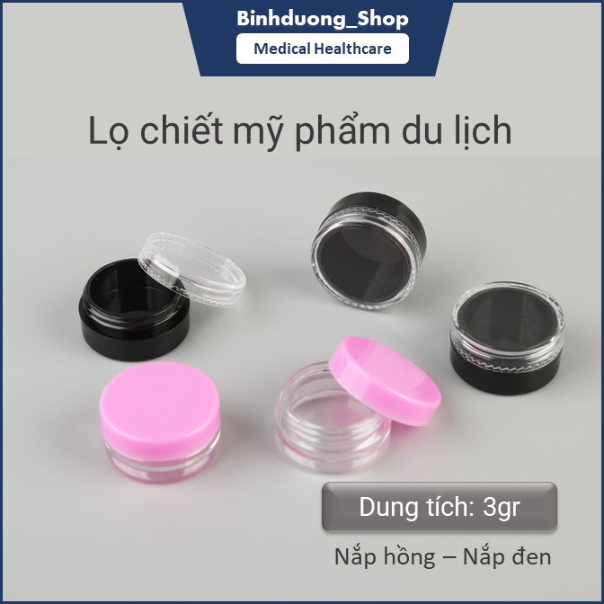 Combo 10 lọ chiết mỹ phẩm 3g nắp đen/hồng tiện lợi mang đi du lịch