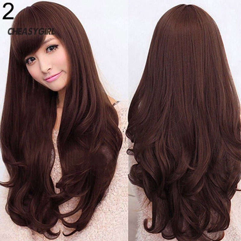 ♤CH Women Fashion Lolita Curly Wavy Long Full Wig Heat Resistant Cosplay Party Hair