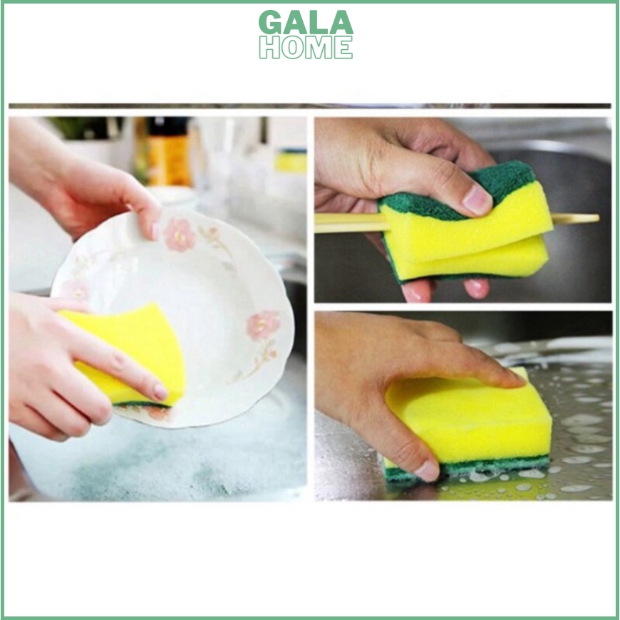 Miếng rửa chén bọt biển rửa bát vàng xanh vệ sinh chén dĩa tiện lợi siêu sạc GALA HOME